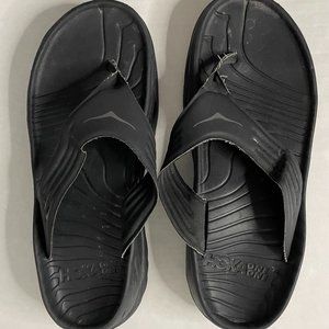 Mens Sz 11 Hoka One One Recovery Sandals Black Preowned